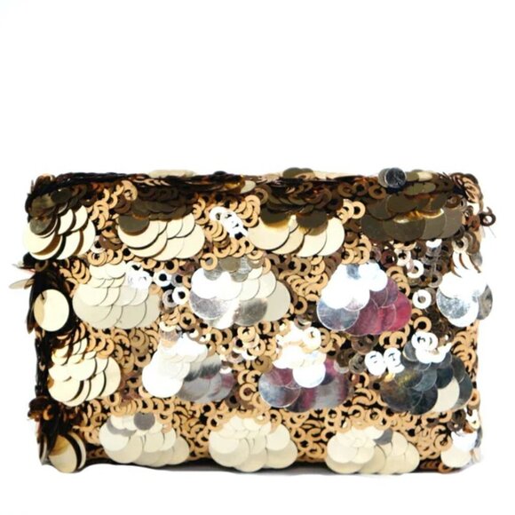 New Simitri Gold Disco Clutch Handbag/Crossbody Metal Chain Handbag NWT - Picture 1 of 13